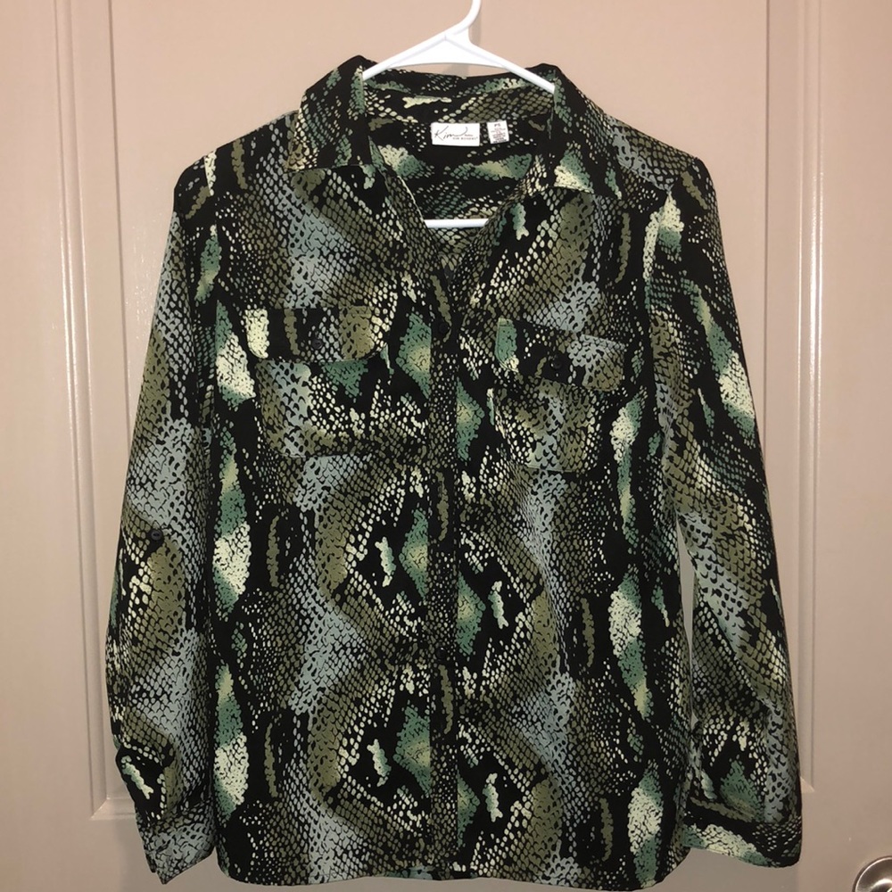 Kim Rogers Green 🐍 Print Blouse